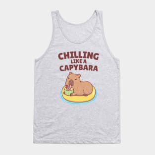 Cute Capybara On A Pool Float Chilling Like A Capybara Tank Top